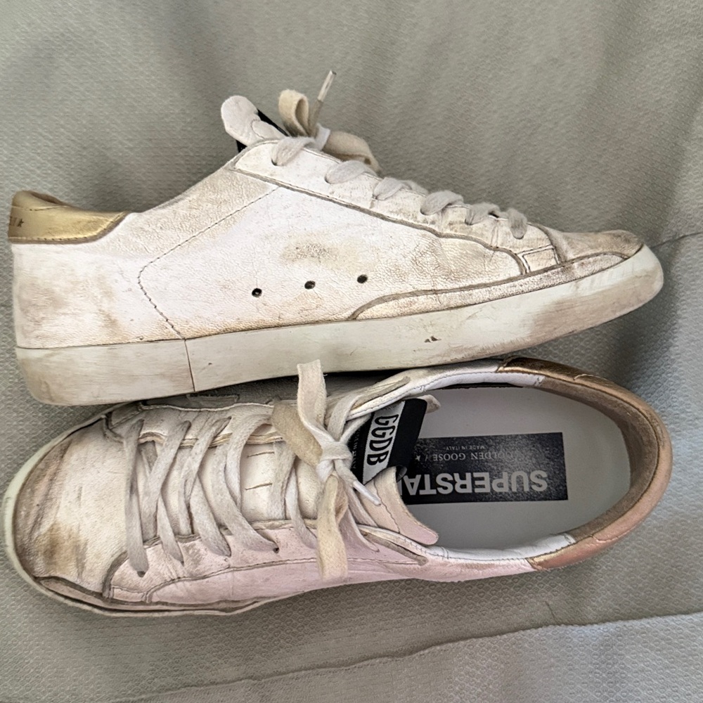Golden Goose White and Gold Sneakers - Size 38 - Picture 12 of 13